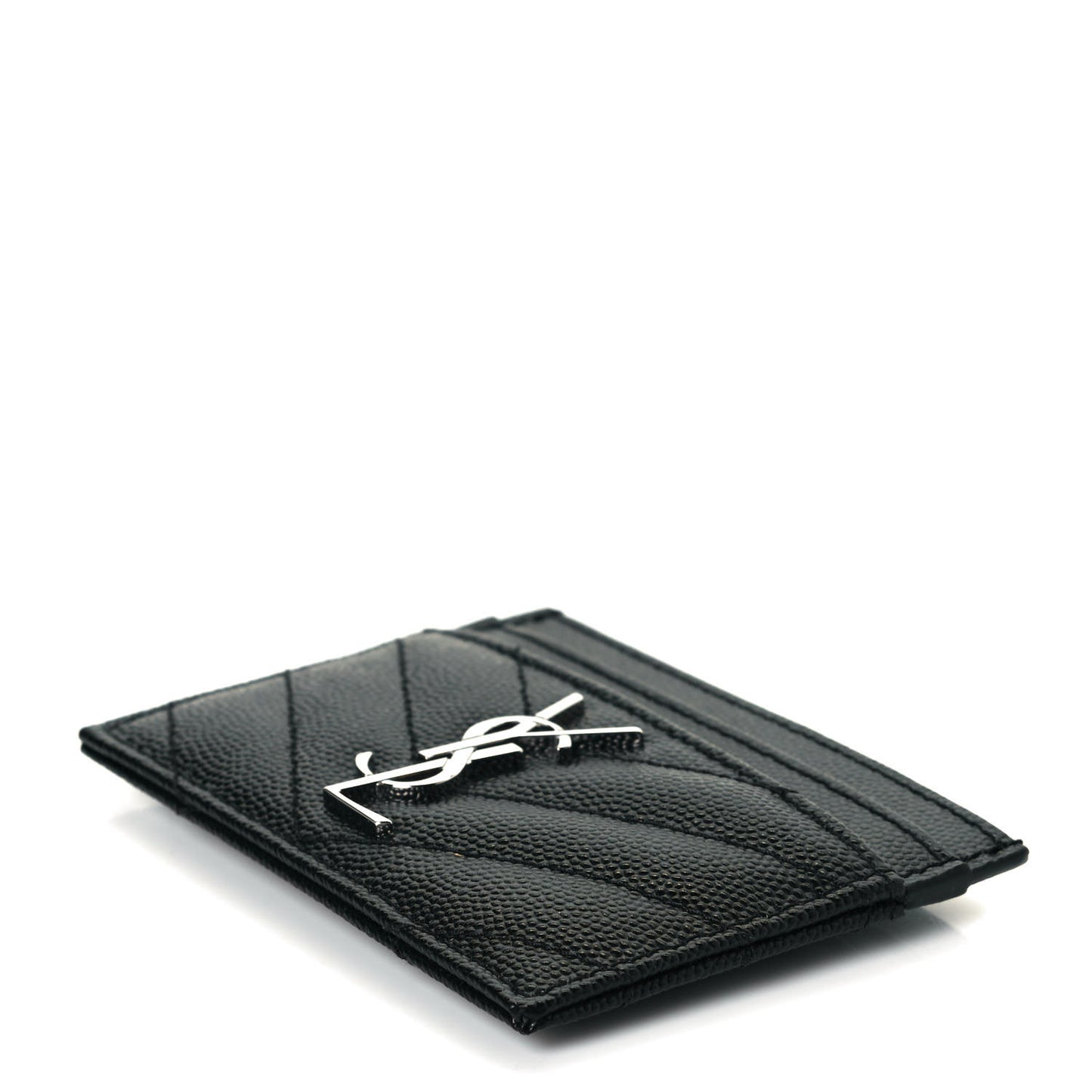 Grain De Poudre Matelasse Chevron Monogram Credit Card Case Black