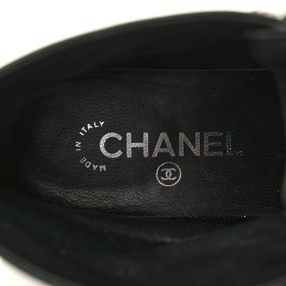 Chanel Iridescent Calfskin Patent Cap Toe Combat Boots 39.5 Black 7 of 9