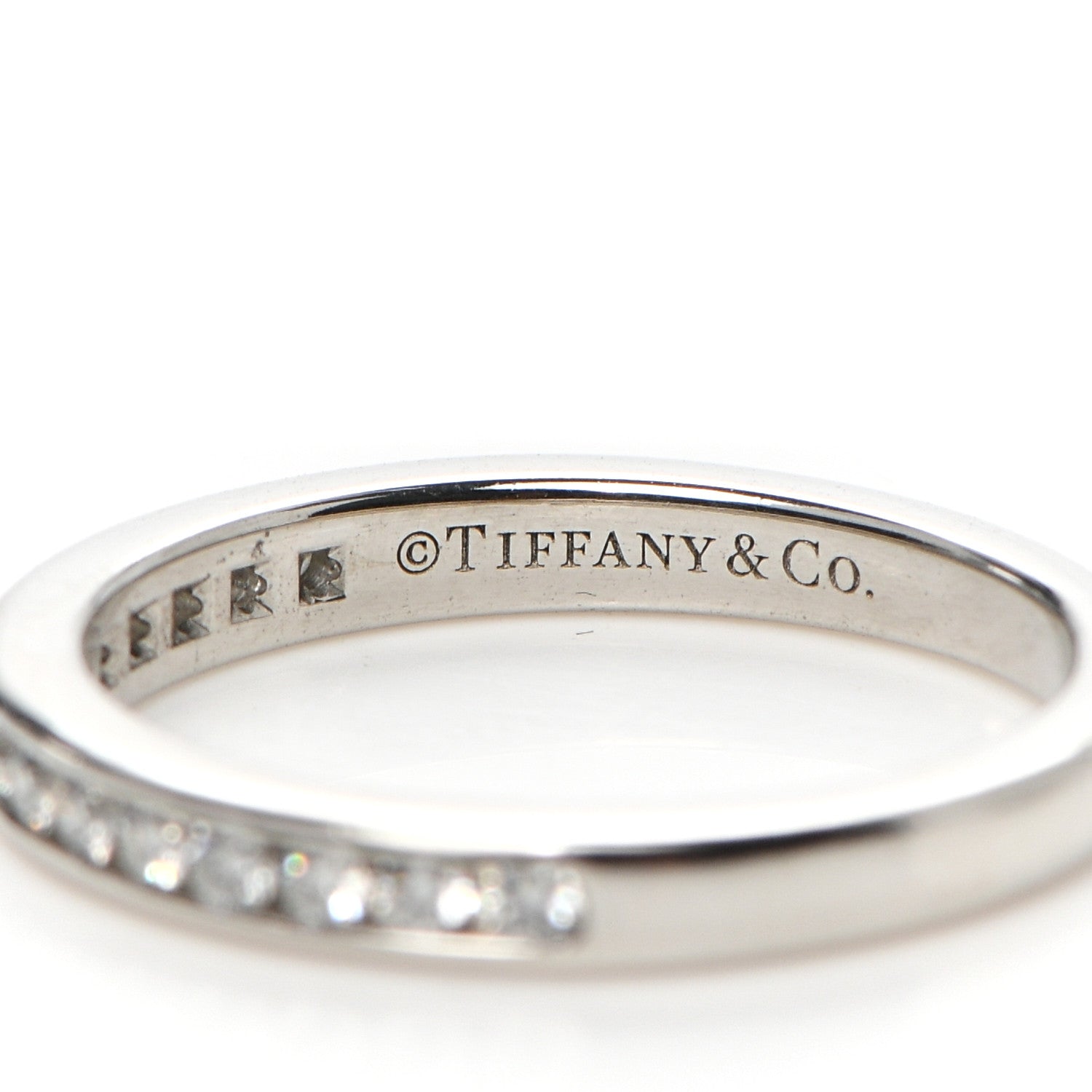 Tiffany Platinum Diamond 2mm Half Circle Wedding Band Ring 45 3.25 4 of 4