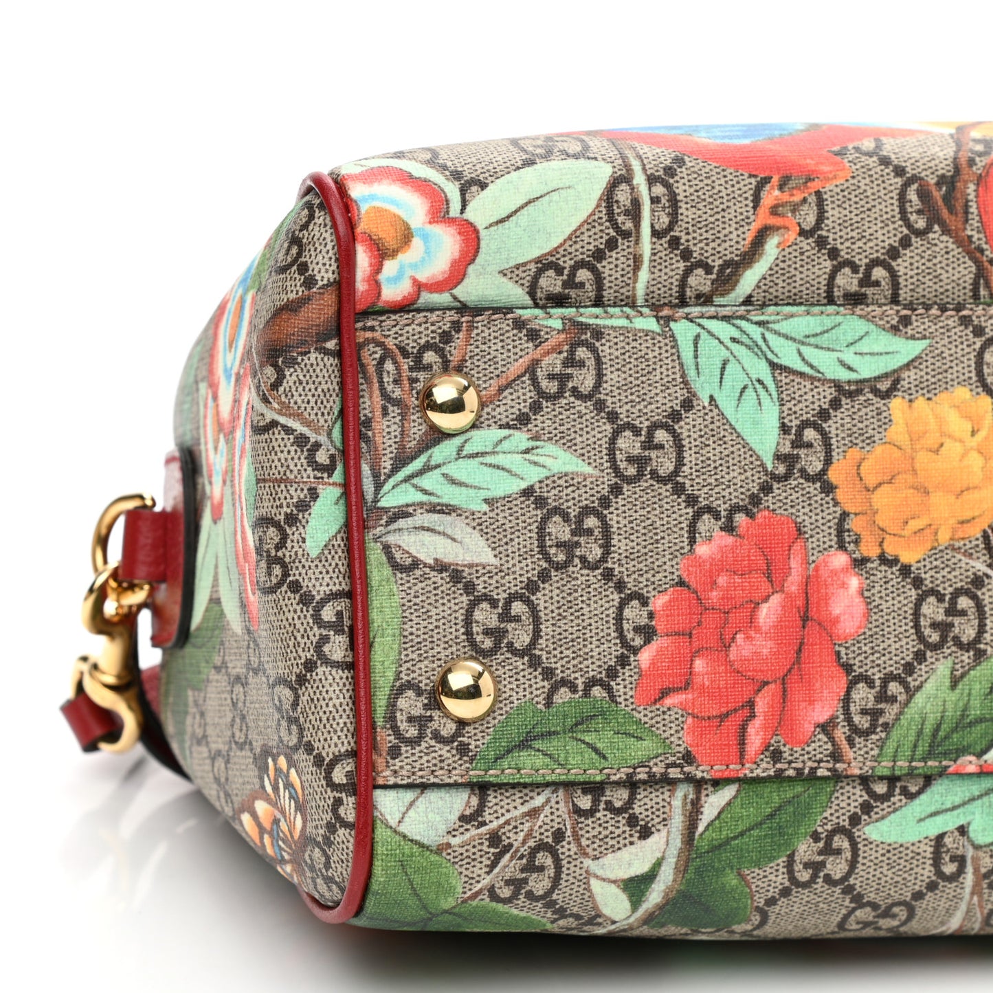 GG Supreme Monogram Tian Small Boston Beige Multicolor Red