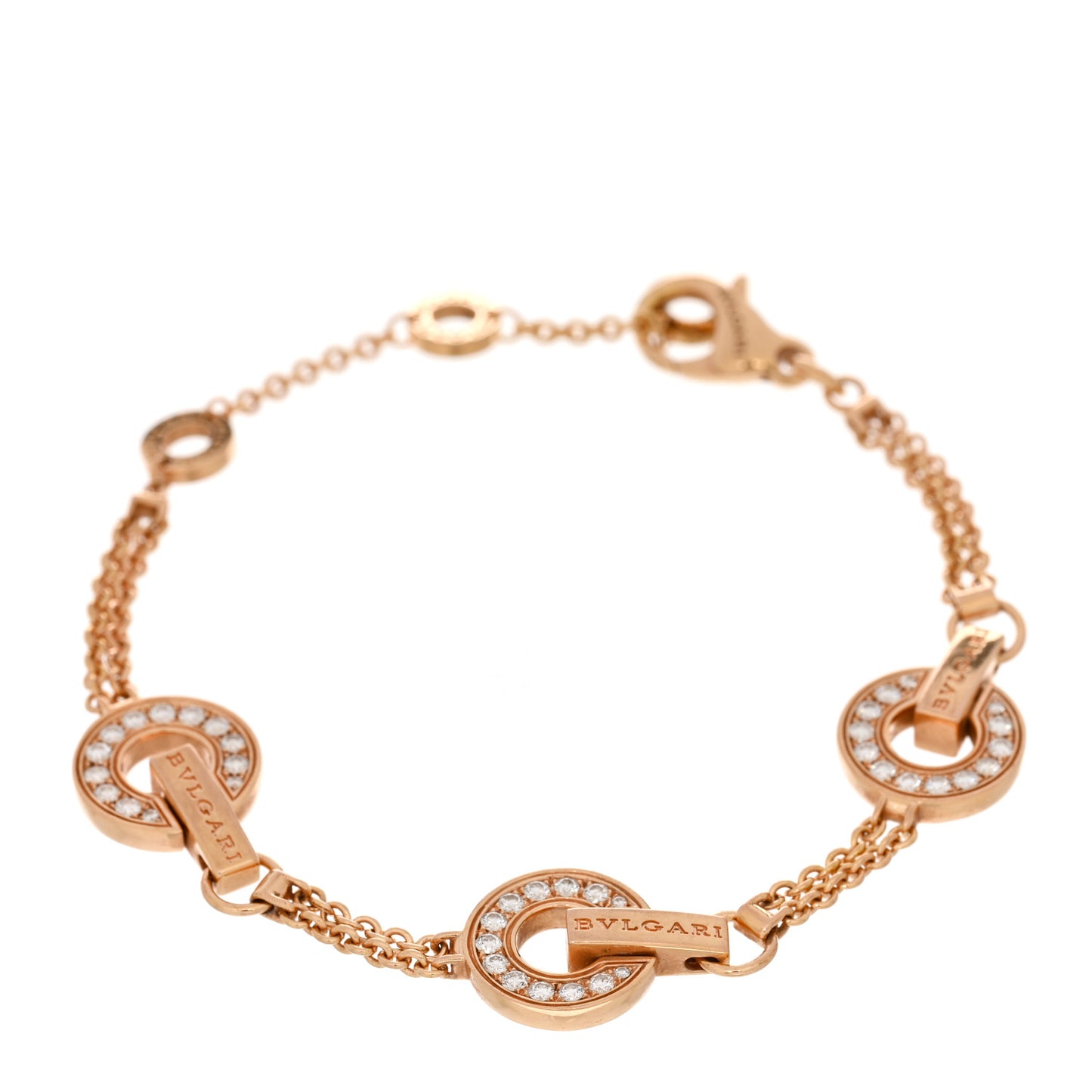 18K Rose Gold Diamond BVLGARI BVLGARI Openwork Bracelet SM