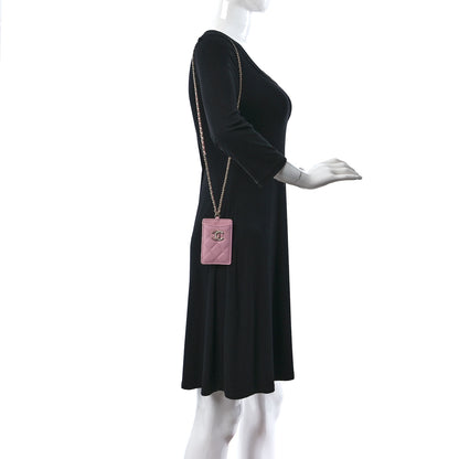 Chanel Lambskin Quilted Chanel Card Holder On Chain Pink 3 of 10