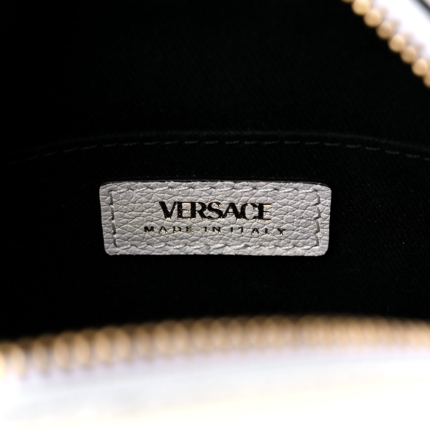 Calfskin Mini La Medusa Chain Round Crossbody Bag White
