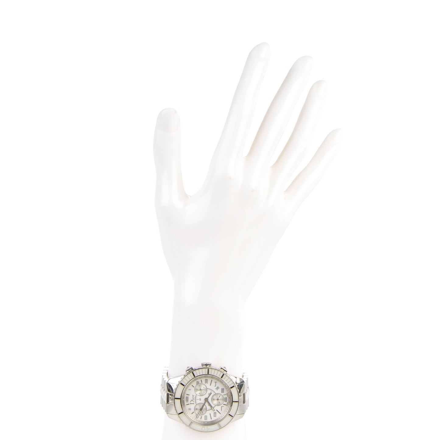Stainless Steel Diamond Sapphire 38mm Christal Chronograph Quartz Watch White