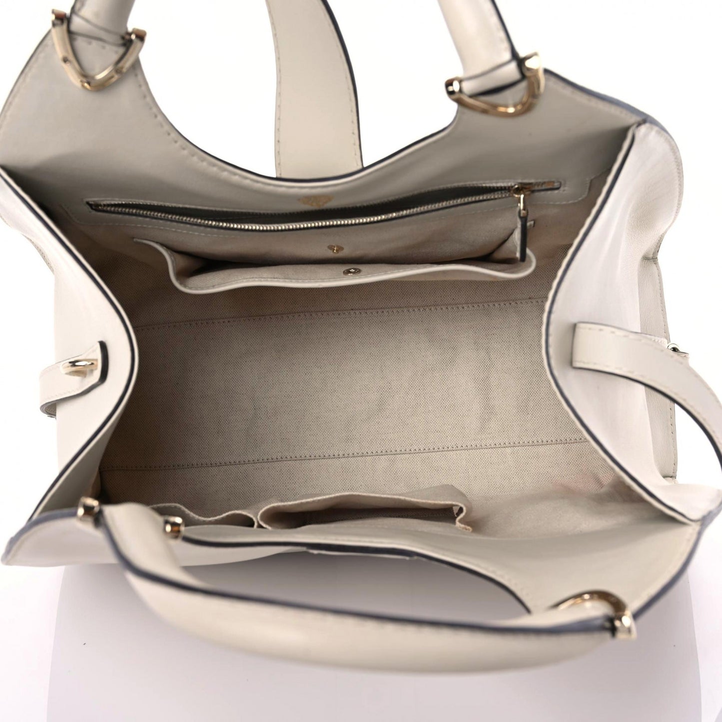 Calfskin Medium Stirrup Top Handle Bag White