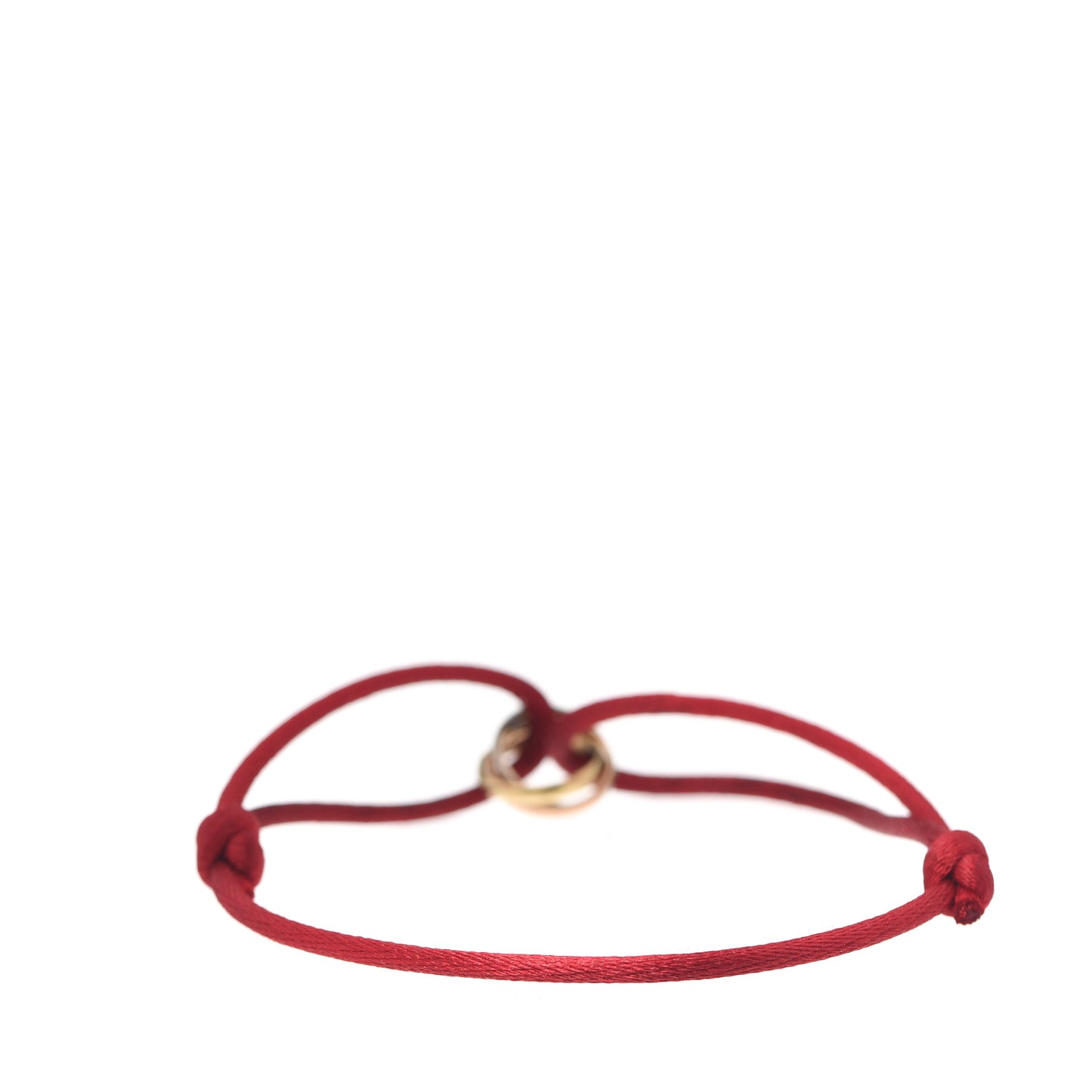18K Pink Yellow White Gold Trinity Cord Bracelet Red