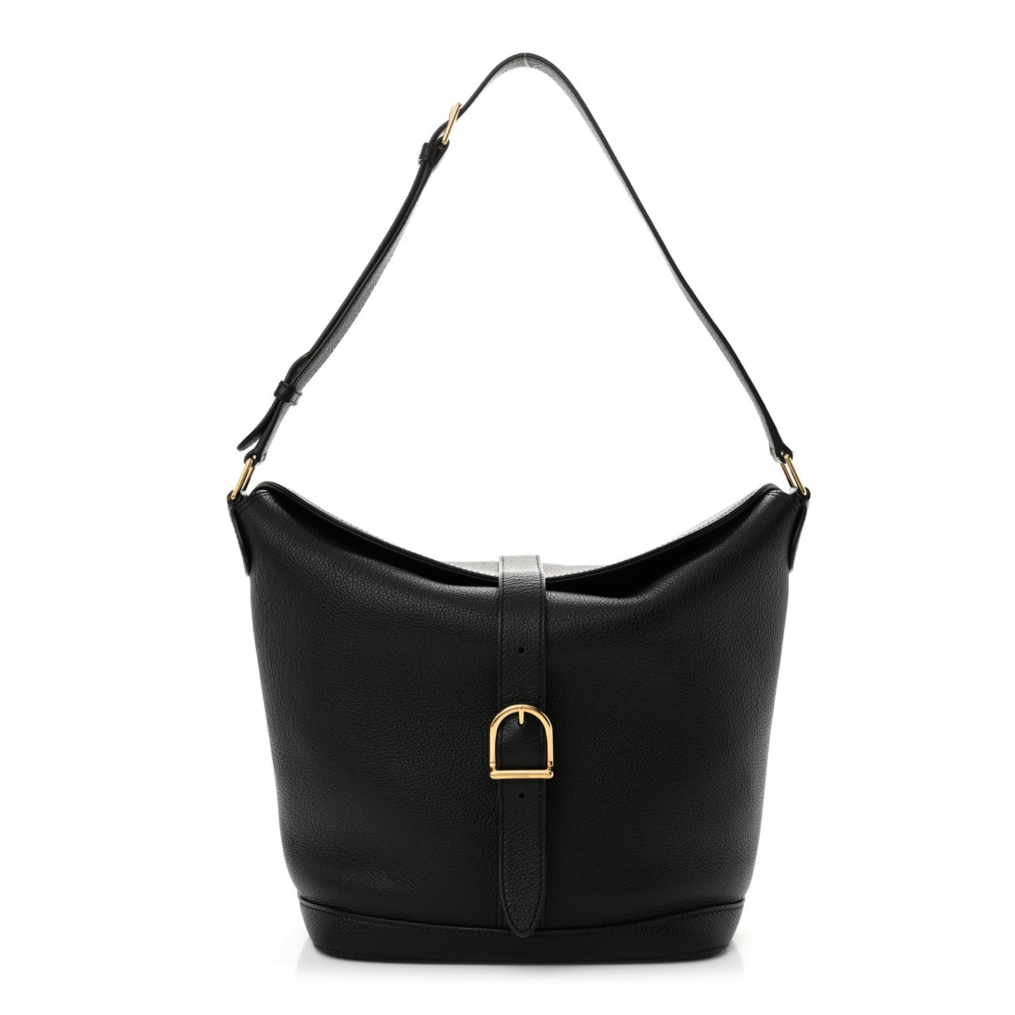 Soft Grained Calfskin Medium Bucket Bag Black