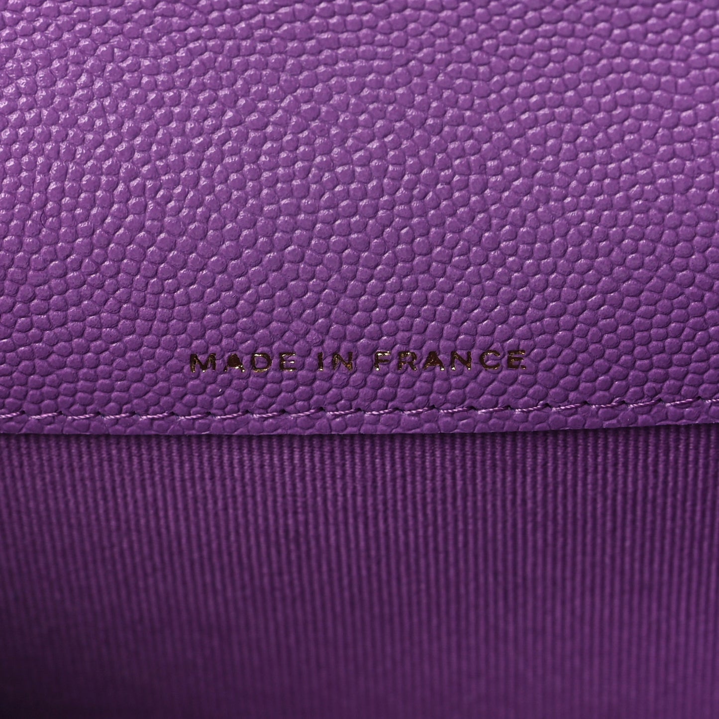 Caviar Quilted Flap Card Holder Wallet Purple
