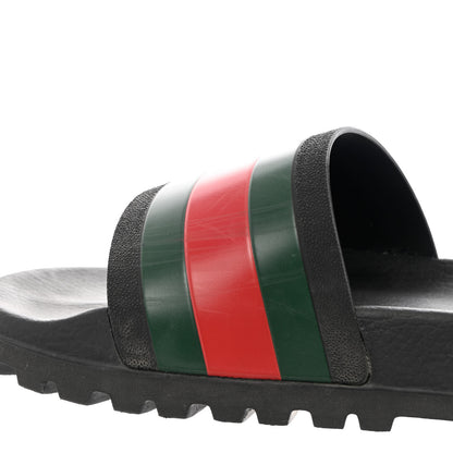 Gucci Rubber Web Mens Lug Sole Slide Sandals 11 Black Green Red 8 of 17