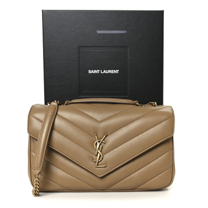 Saint Laurent Lambskin Chevron Quilted Medium LouLou Natural Tan 15 of 15