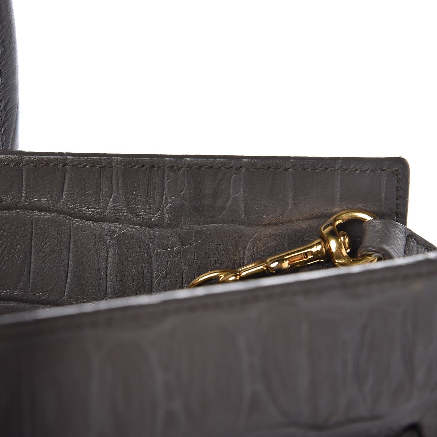 Calfskin Crocodile Embossed Small Sac De Jour Earth