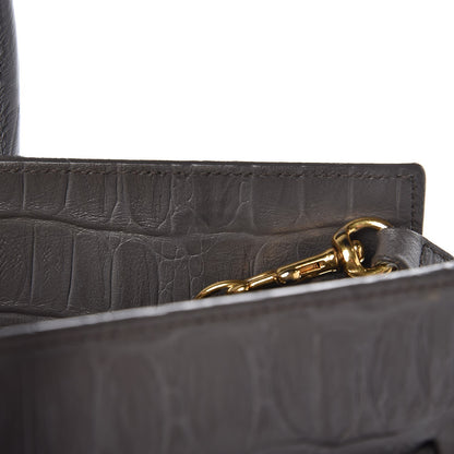 Saint Laurent Calfskin Crocodile Embossed Small Sac De Jour Earth 12 of 12