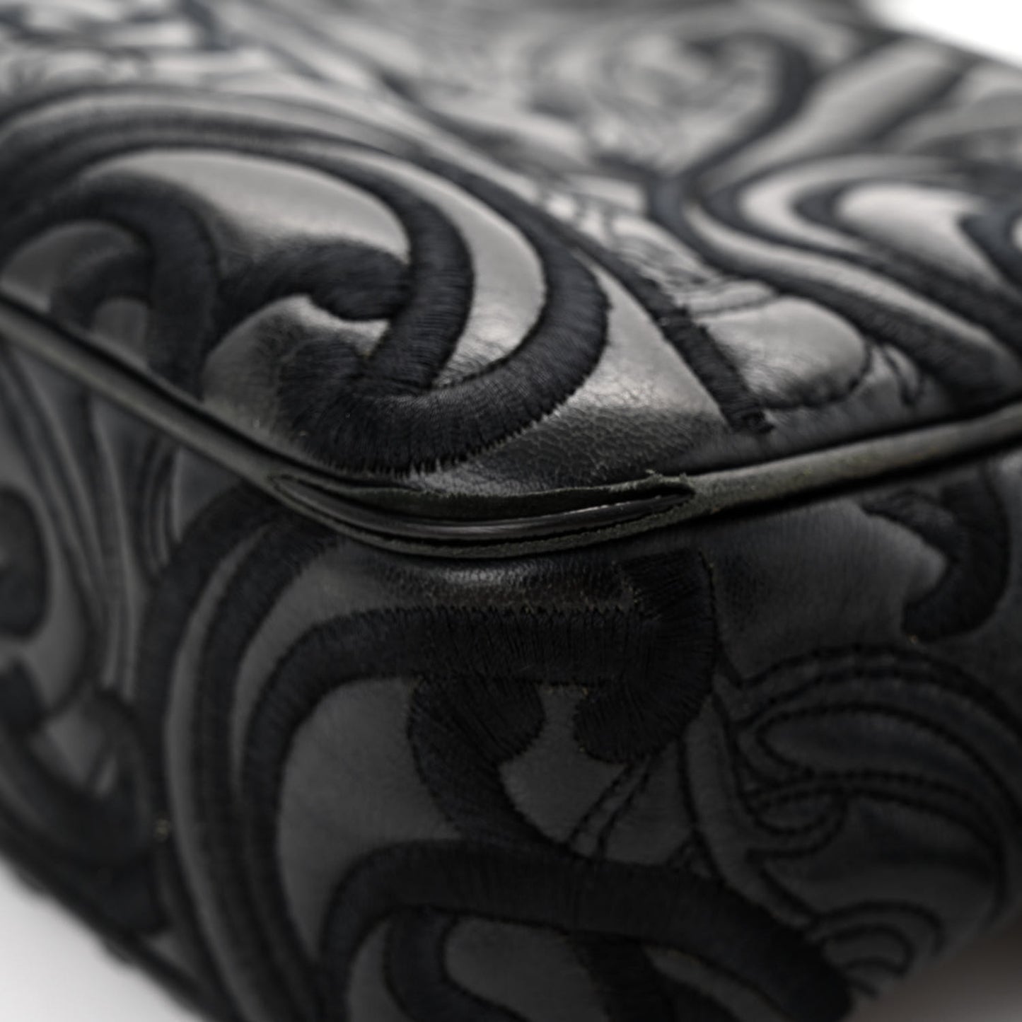 Nappa Embroidered Baroque Palazzo Camera Bag Black