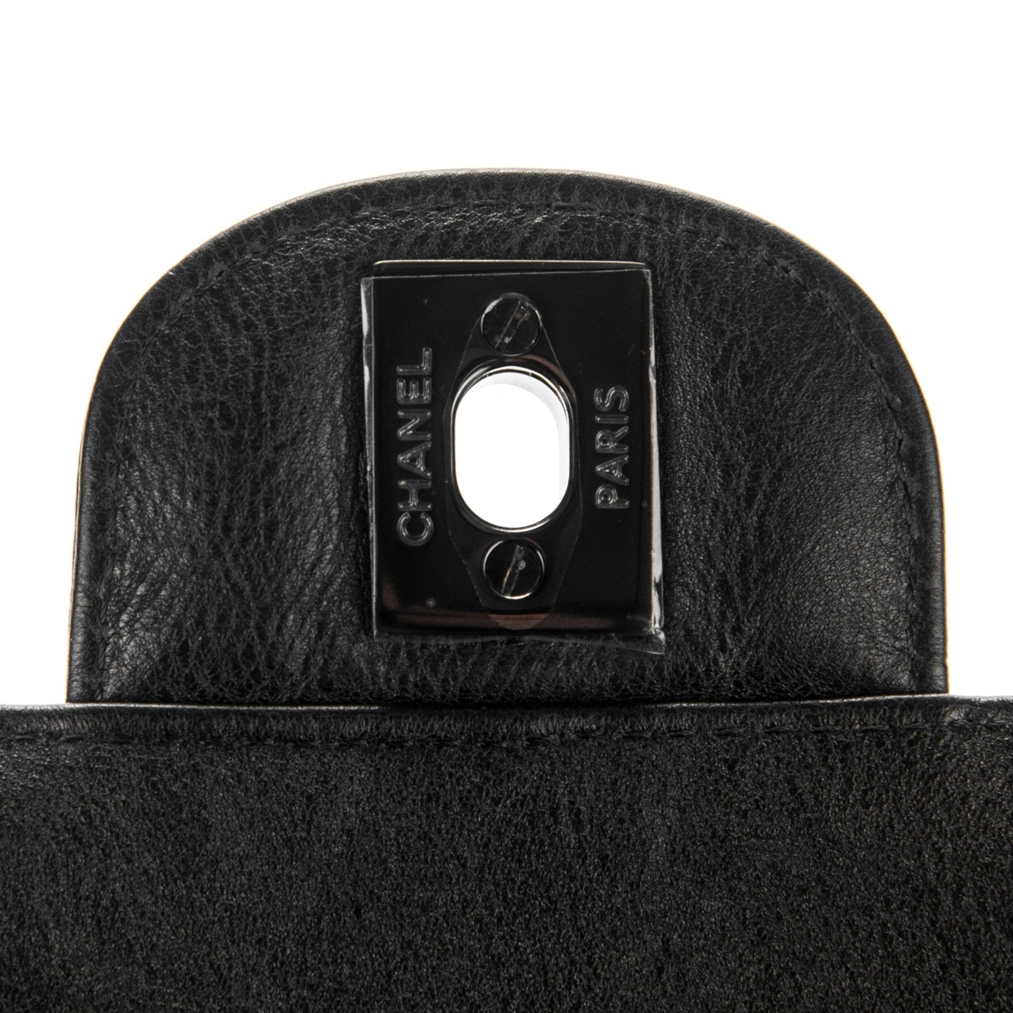 Crumpled Calfskin Quilted Mini Square Flap So Black