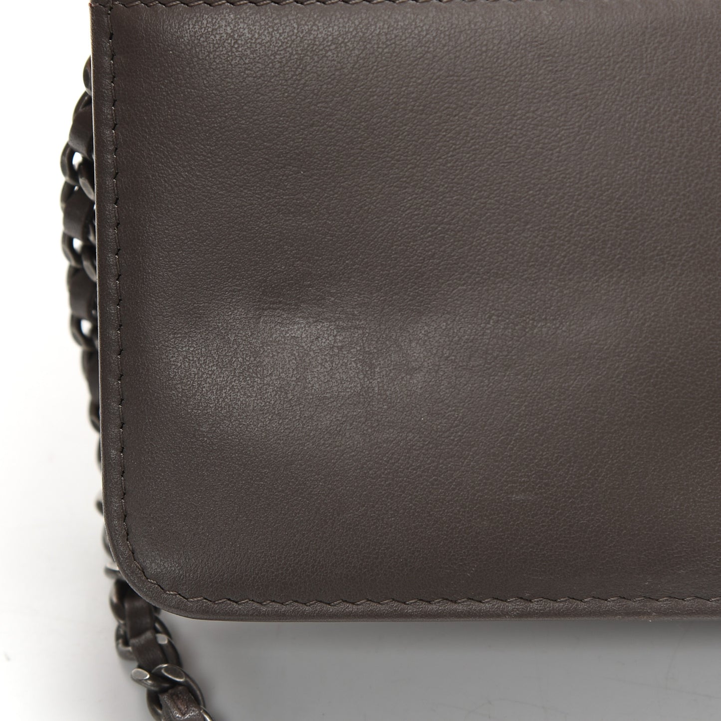 Aged Calfskin Quilted Gabrielle Wallet On Chain WOC Grey