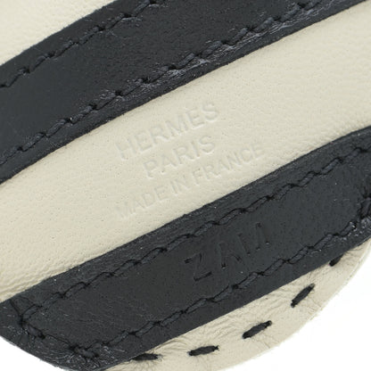 Hermes Milo Lambskin Geegee Savannah Bag Charm Craie Black Rose Mexico 5 of 6