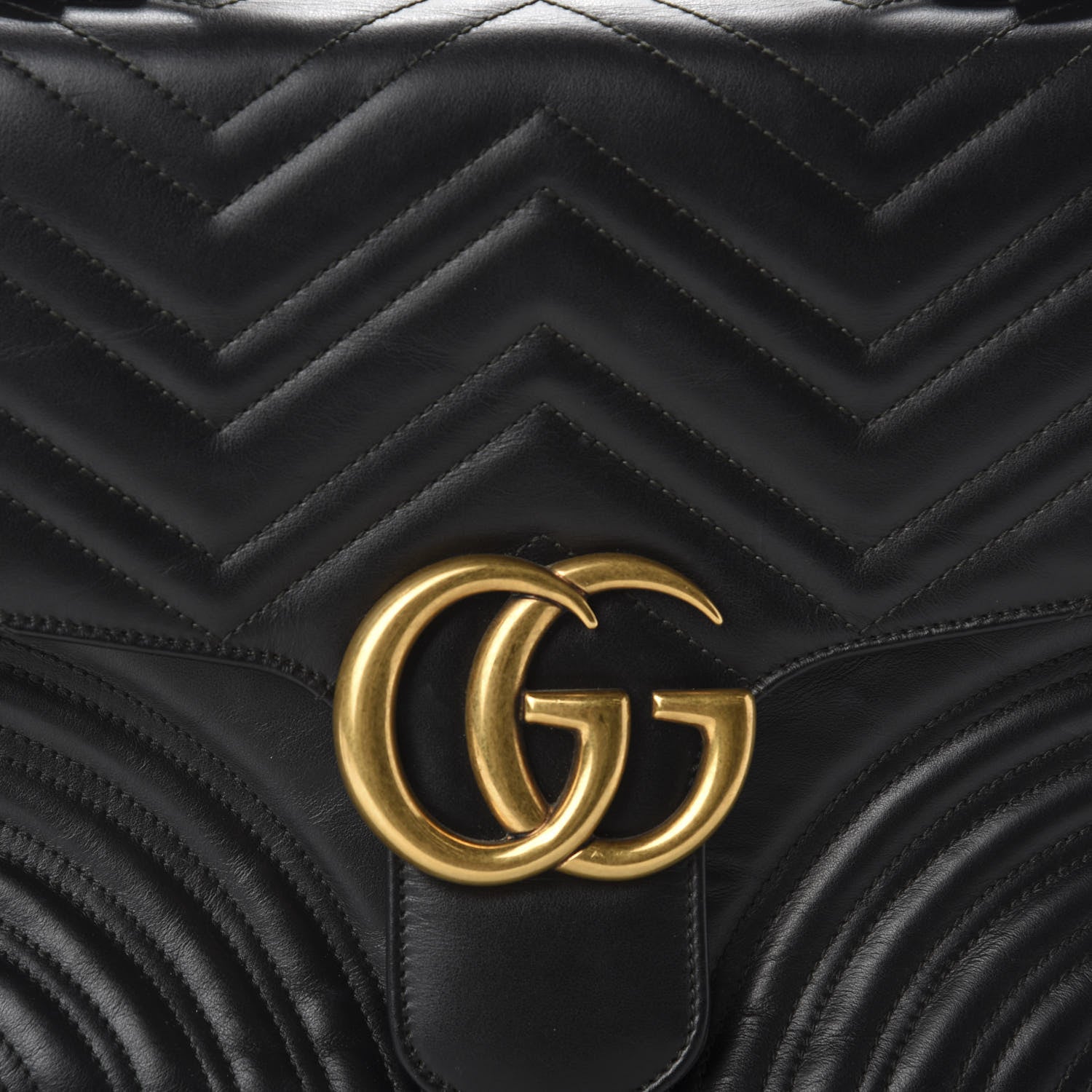 Gucci Calfskin Matelasse Medium GG Marmont Top Handle Shoulder Bag Black 14 of 14