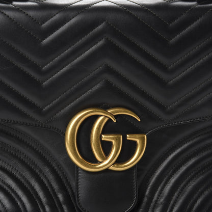 Gucci Calfskin Matelasse Medium GG Marmont Top Handle Shoulder Bag Black 14 of 14