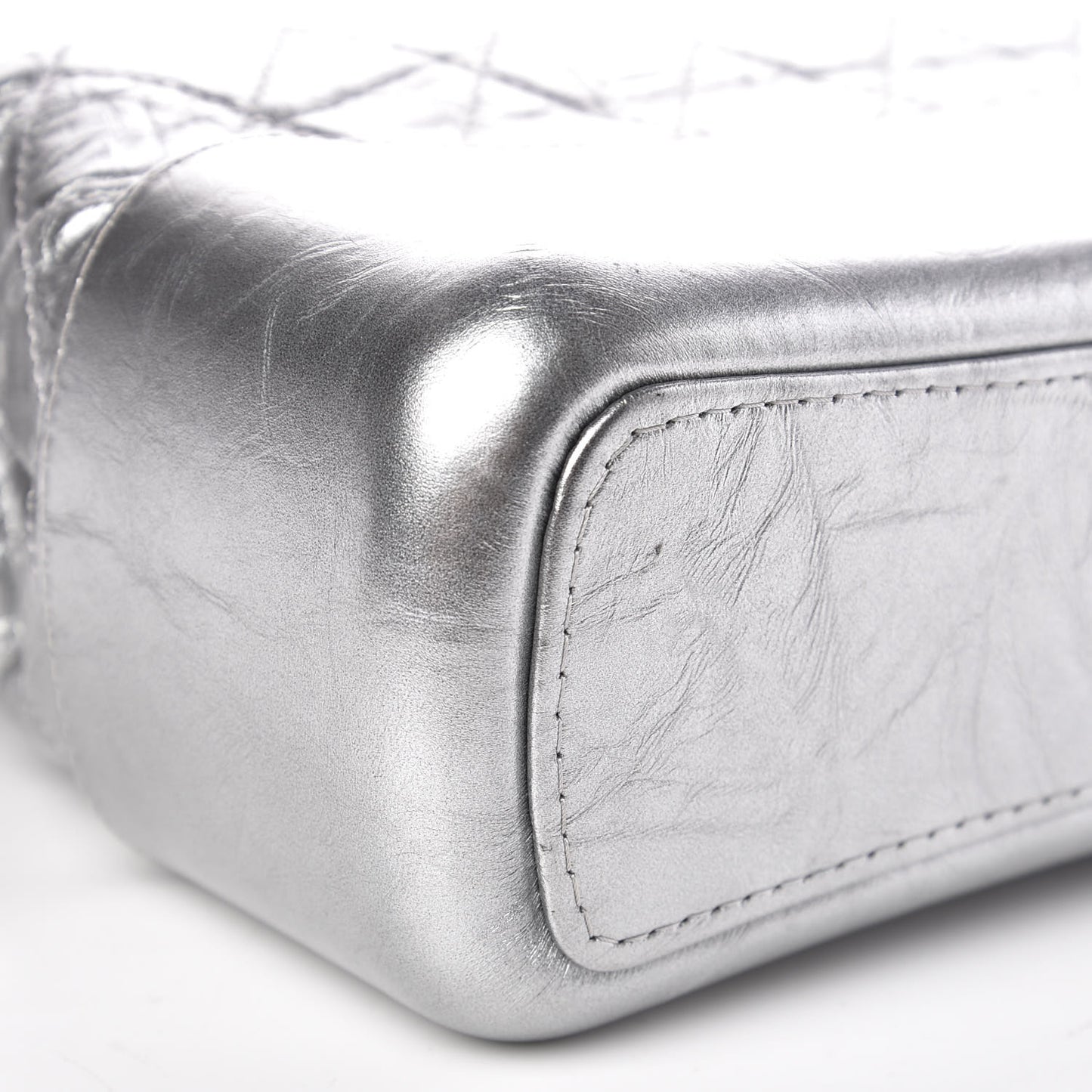 Metallic Lambskin Calfskin Quilted Medium Gabrielle Hobo Silver