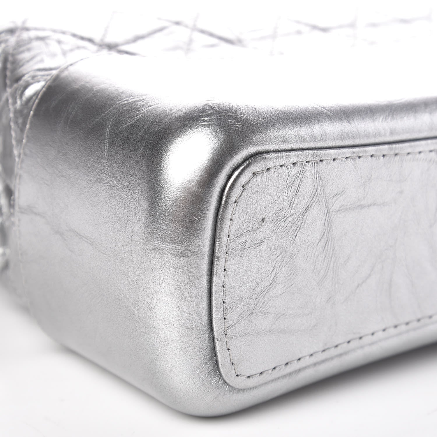 Chanel Metallic Lambskin Calfskin Quilted Medium Gabrielle Hobo Silver 9 of 11