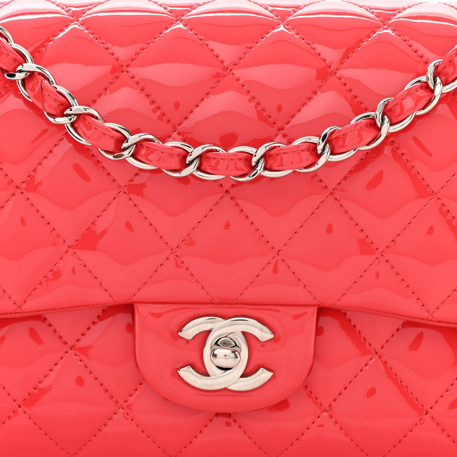 Chanel Patent Quilted Medium Double Flap Dark Pink 8 of 12