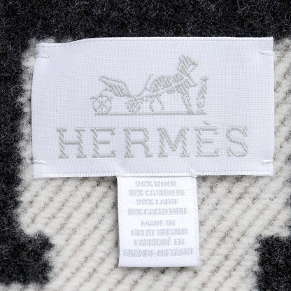 Hermes Wool Cashmere New Classic Avalon Blanket Ecru Gris Fonce 4 of 4
