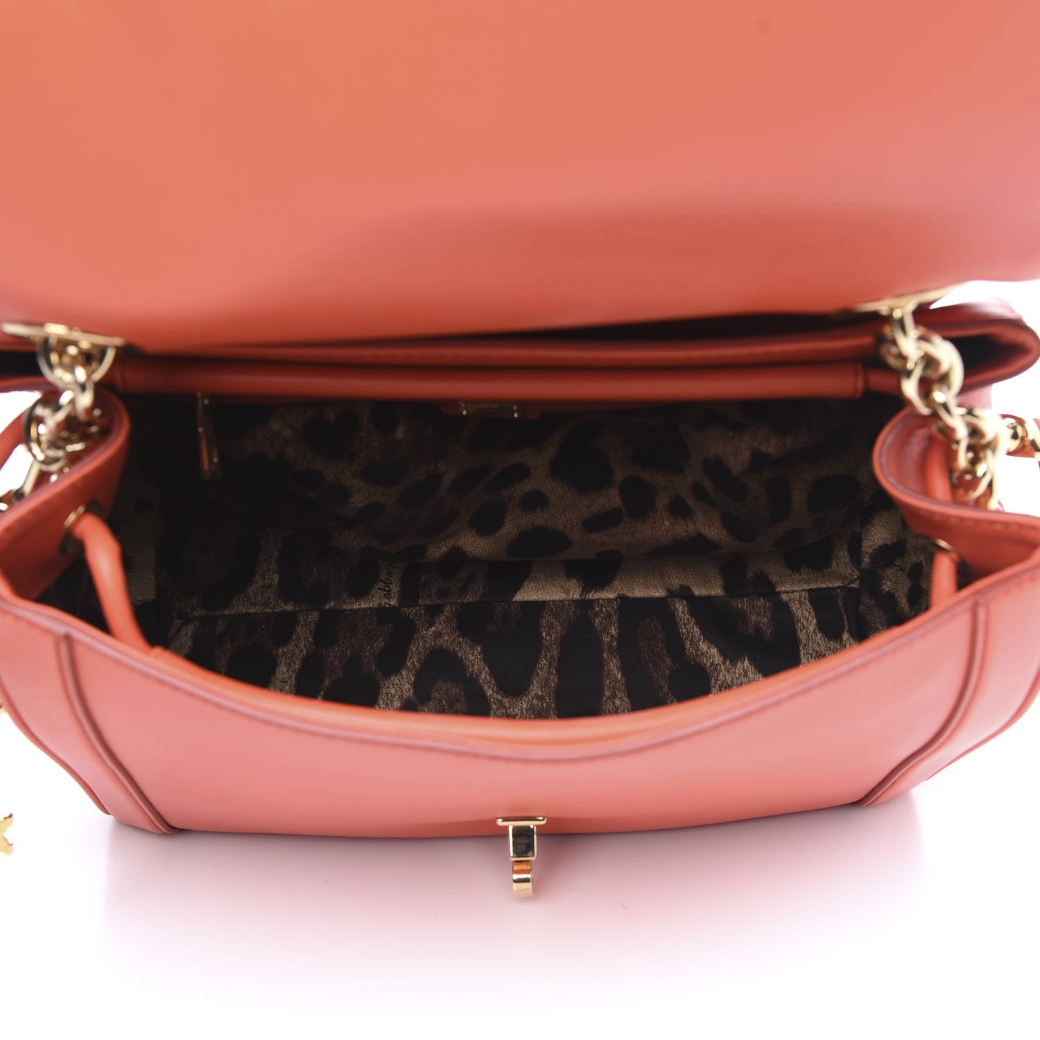 Dolce & Gabbana Calfskin Padlock Shoulder Bag Orange 5 of 13