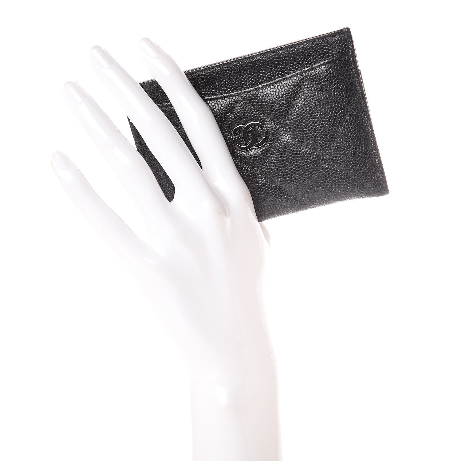 Chanel Metallic Caviar Quilted Card Holder Black 2 of 11