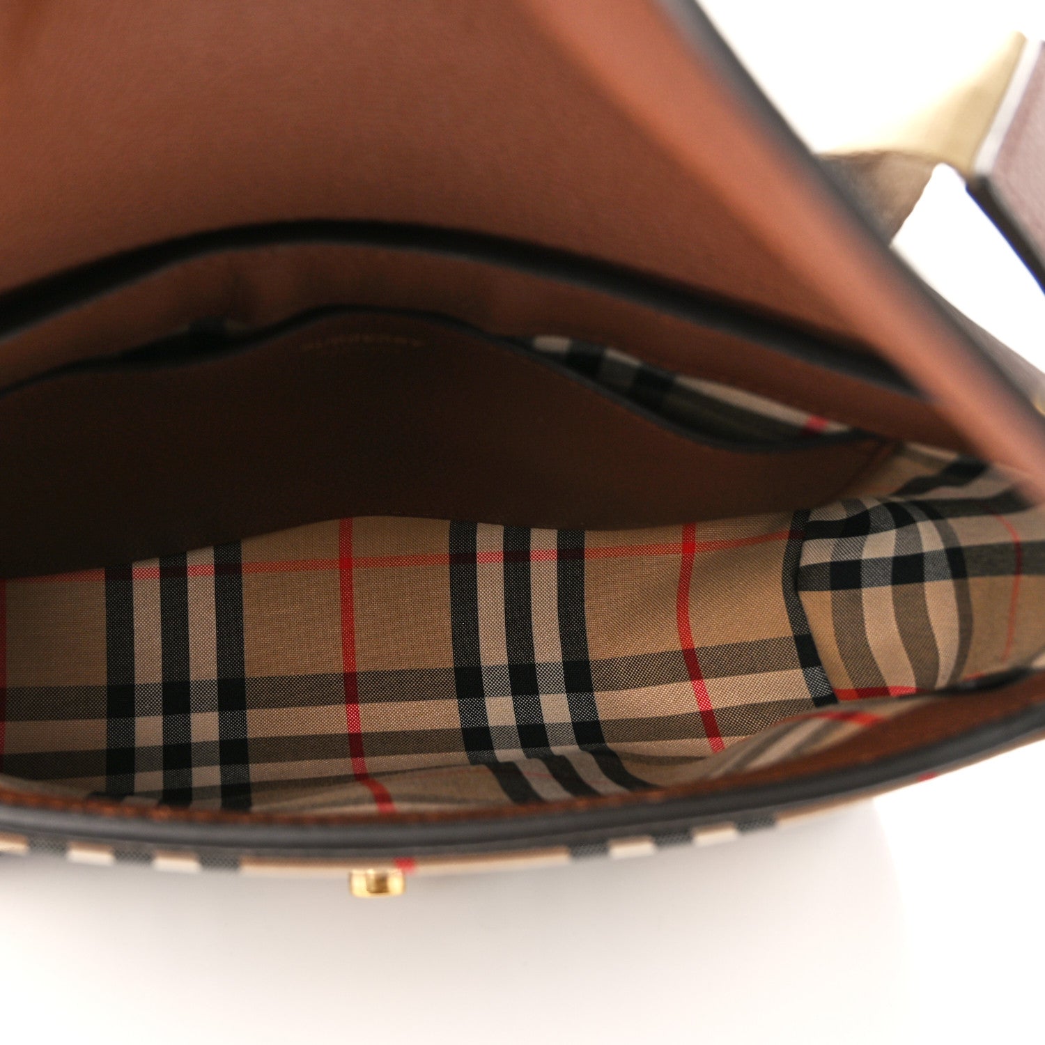 Burberry Calfskin Vintage Check Note Crossbody Bag Tan 5 of 12