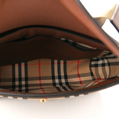Burberry Calfskin Vintage Check Note Crossbody Bag Tan 5 of 12
