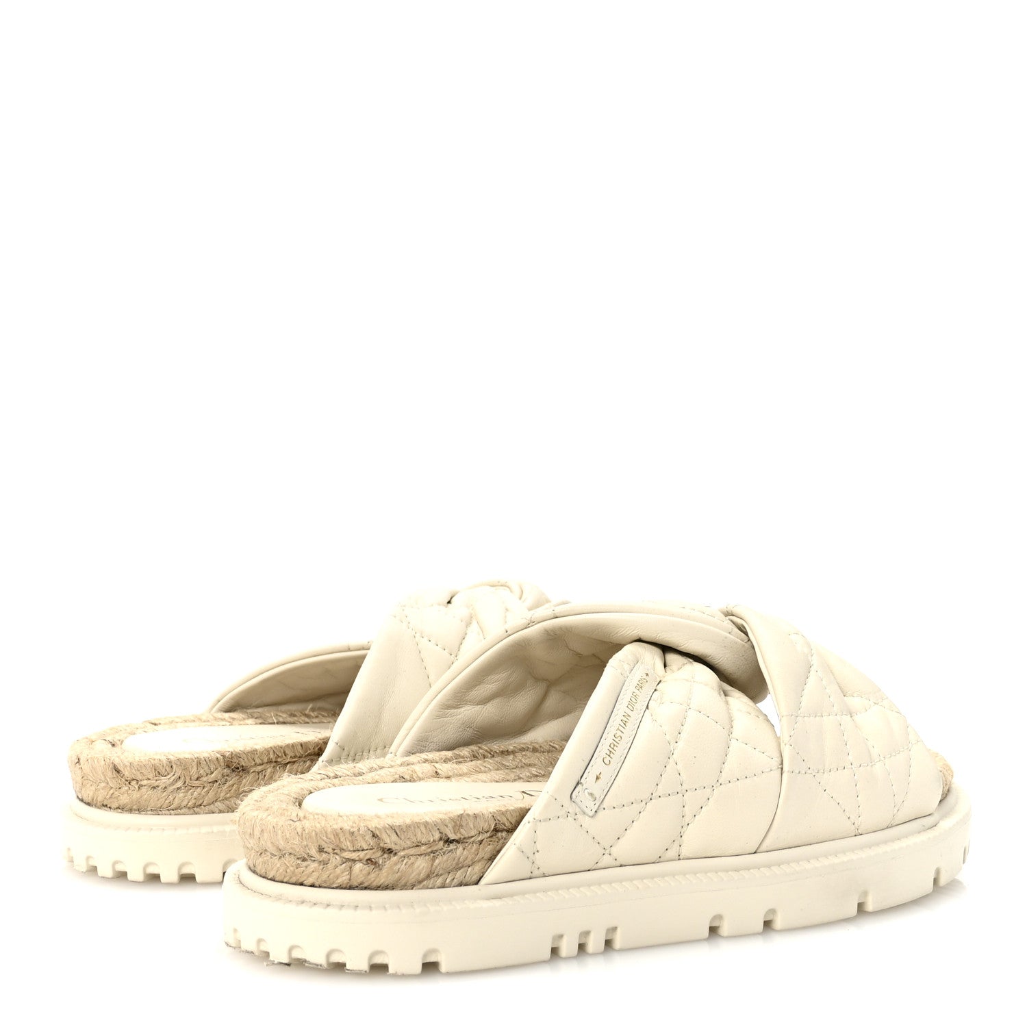 Christian Dior Calfskin Cannage Dtwist Espadrille Platform Sandals 36 White 5 of 8