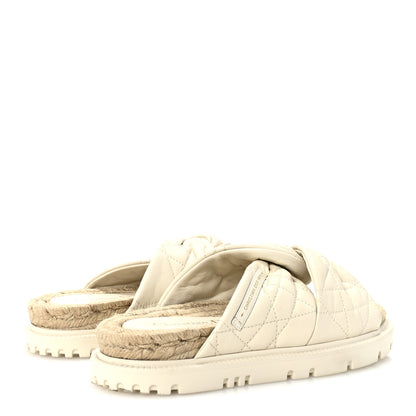 Christian Dior Calfskin Cannage Dtwist Espadrille Platform Sandals 36 White 5 of 8