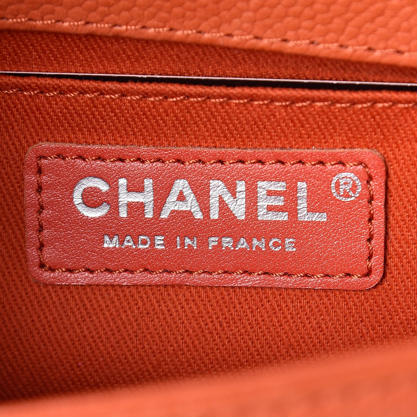 Caviar Stitched Small Boy Flap Dark Orange