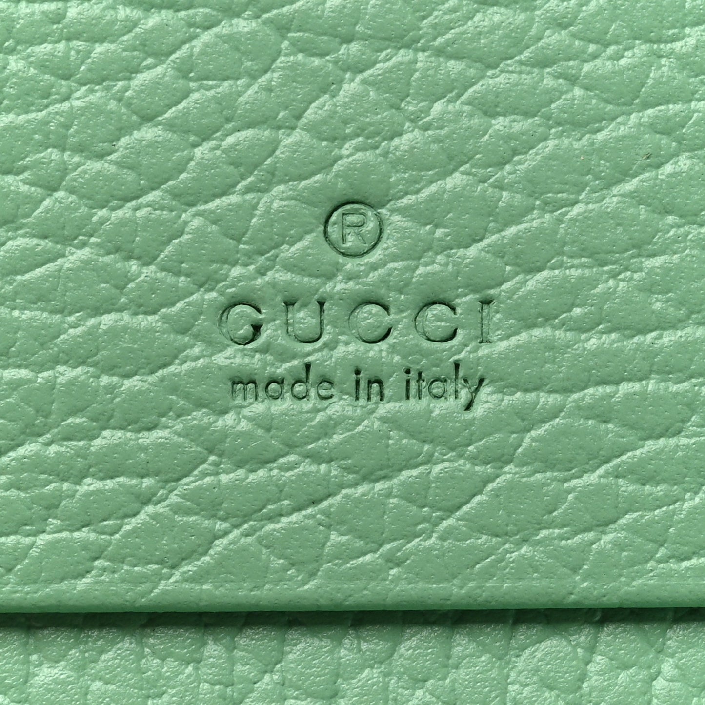 Dollar Calfskin Enamel Monochrome GG Marmont Card Case Green