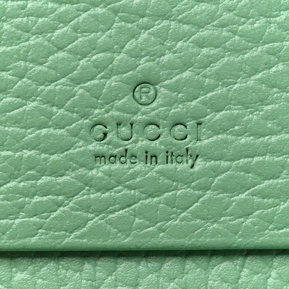 Gucci Dollar Calfskin Enamel Monochrome GG Marmont Card Case Green 6 of 9