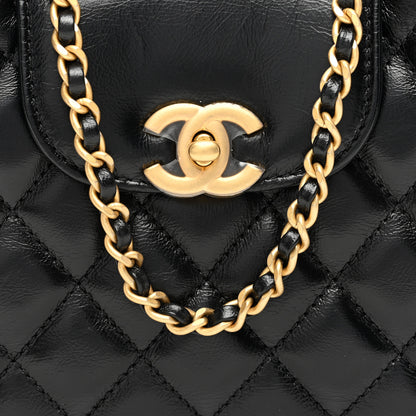 Chanel Shiny Aged Calfskin Quilted Nano Kelly Shopper Black 8 of 10