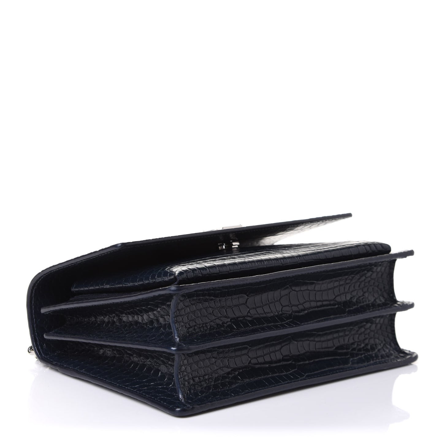 Calfskin Crocodile Embossed Medium Monogram Sunset Navy