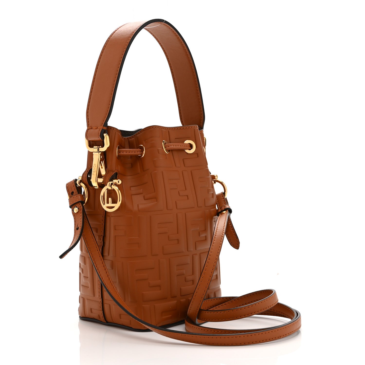 Fendi Vitello Liberty F is Fendi FF 1974 Embossed Mini Mon Tresor Bucket Bag Brandy 3 of 11