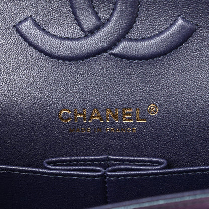 Chanel Iridescent Caviar Quilted Medium Double Flap Dark Blue 6 of 11