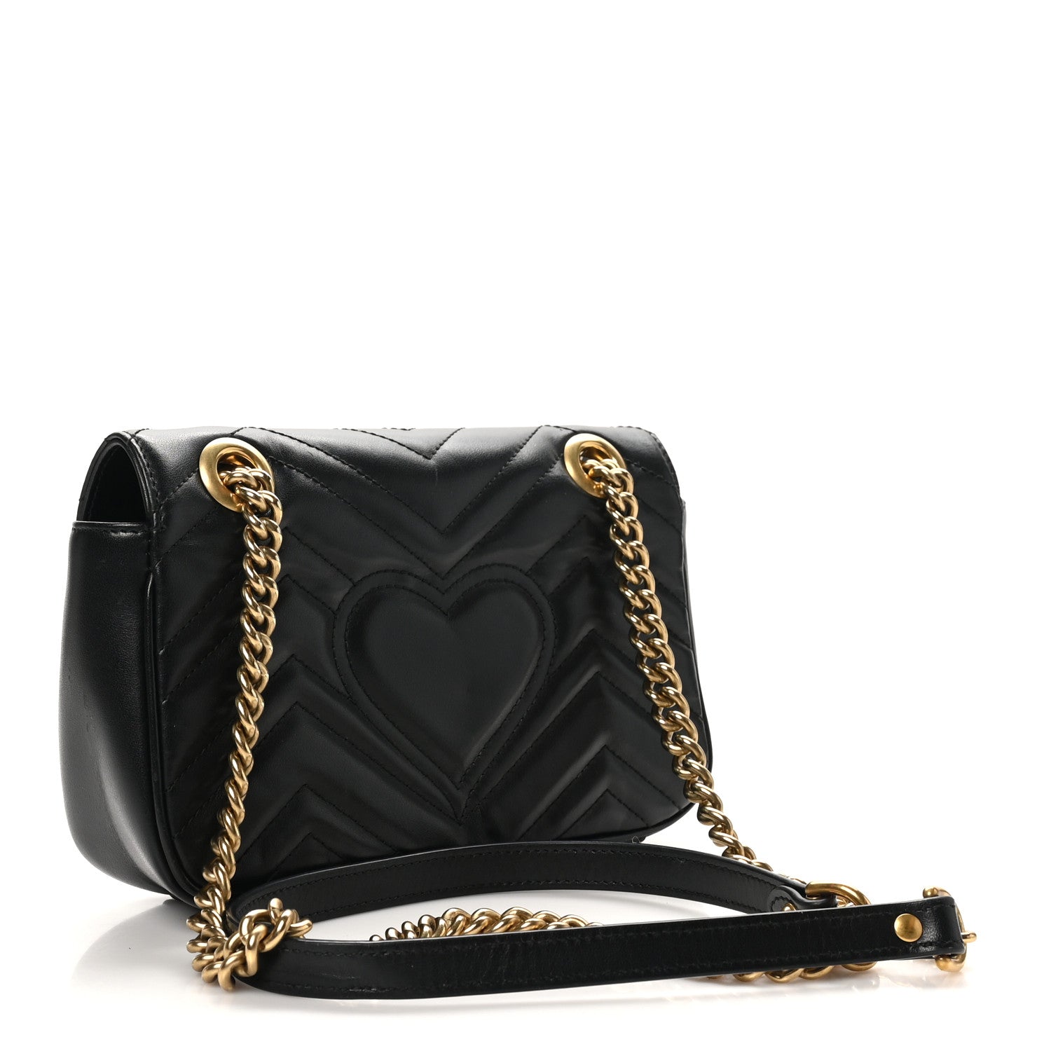 Gucci Calfskin Matelasse Mini GG Marmont Shoulder Bag Black 3 of 8