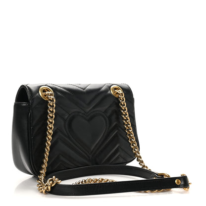 Gucci Calfskin Matelasse Mini GG Marmont Shoulder Bag Black 3 of 8