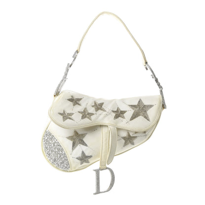 Christian Dior Satin Beaded Star Embroidered Hollywood Saddle White Multicolor 1 of 13