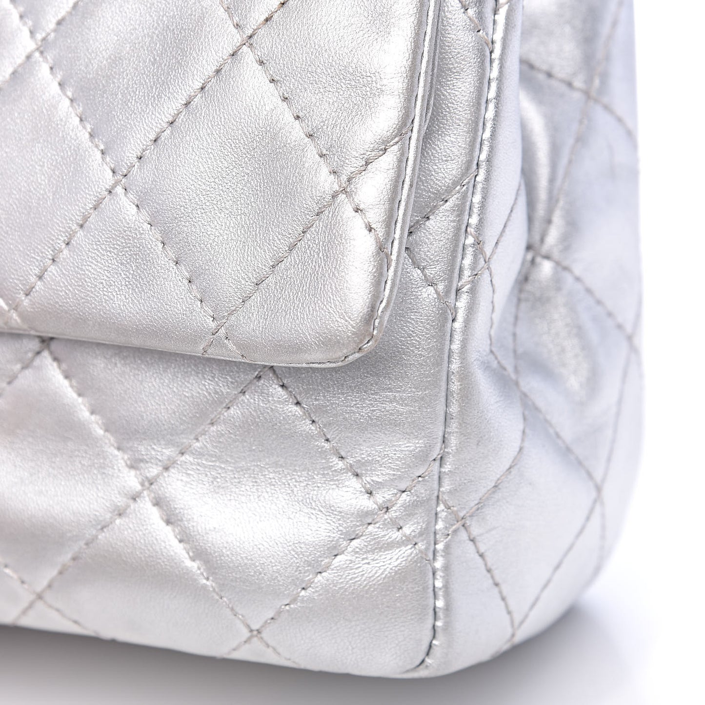 Metallic Lambskin Quilted 2.55 Reissue 227 Flap Silver