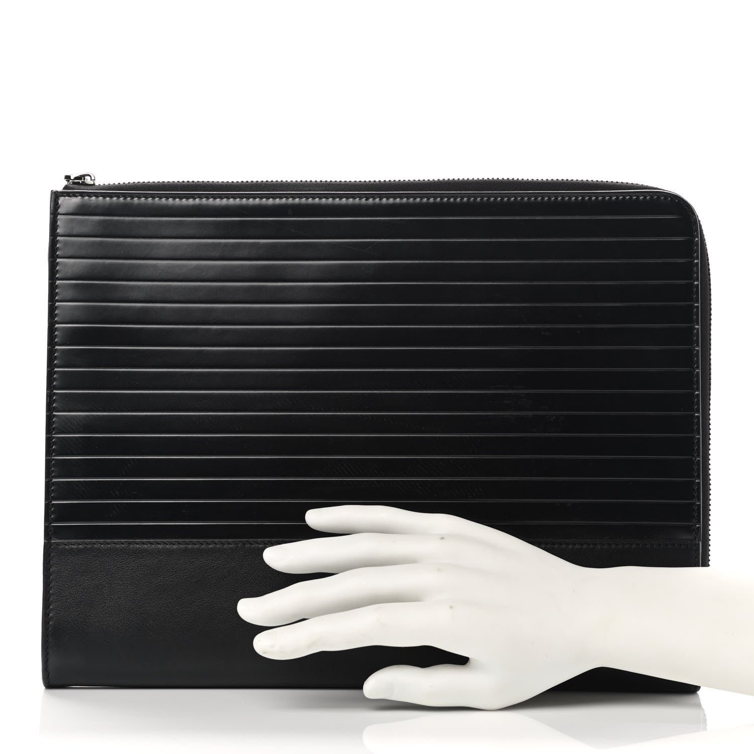 Christian Dior HOMME Calfskin Ribbed Document Holder Black 2 of 11