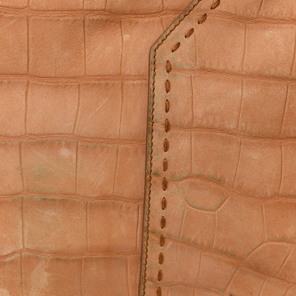 Saint Laurent Nubuck Crocodile Embossed Oversized Muse Brown 13 of 14