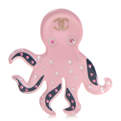 Chanel Metal Resin Strass Octopus CC Brooch Gold Pink Blue Pearly White 1 of 5