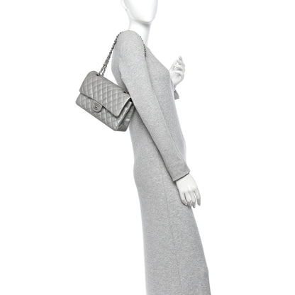 Chanel Metallic Lambskin Quilted Medium Double Flap Silver 2 of 11