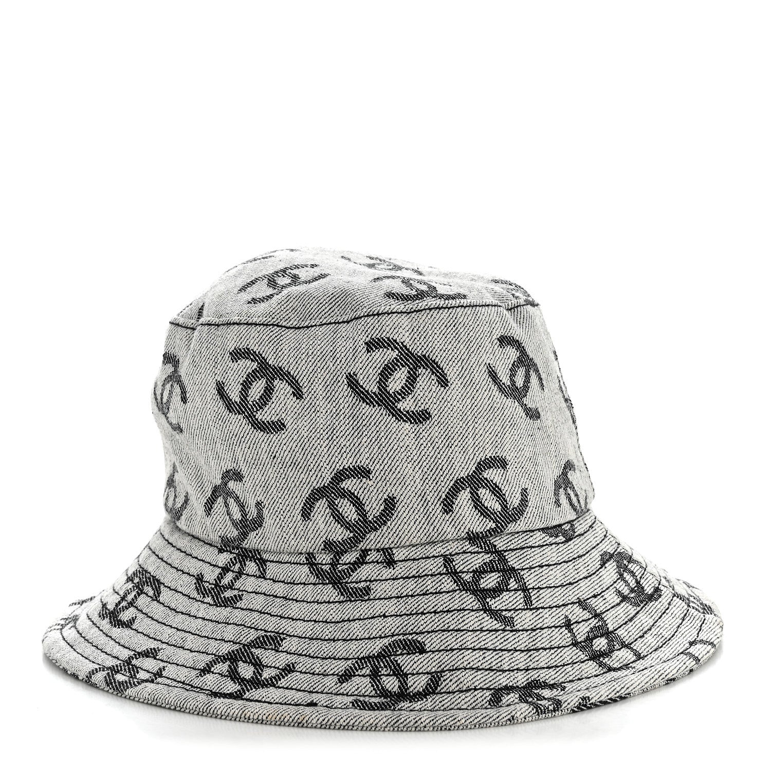 Chanel Denim CC Bucket Hat S White Black 6 of 9