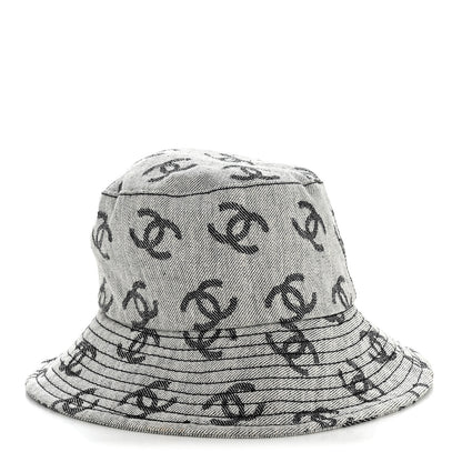 Chanel Denim CC Bucket Hat S White Black 6 of 9