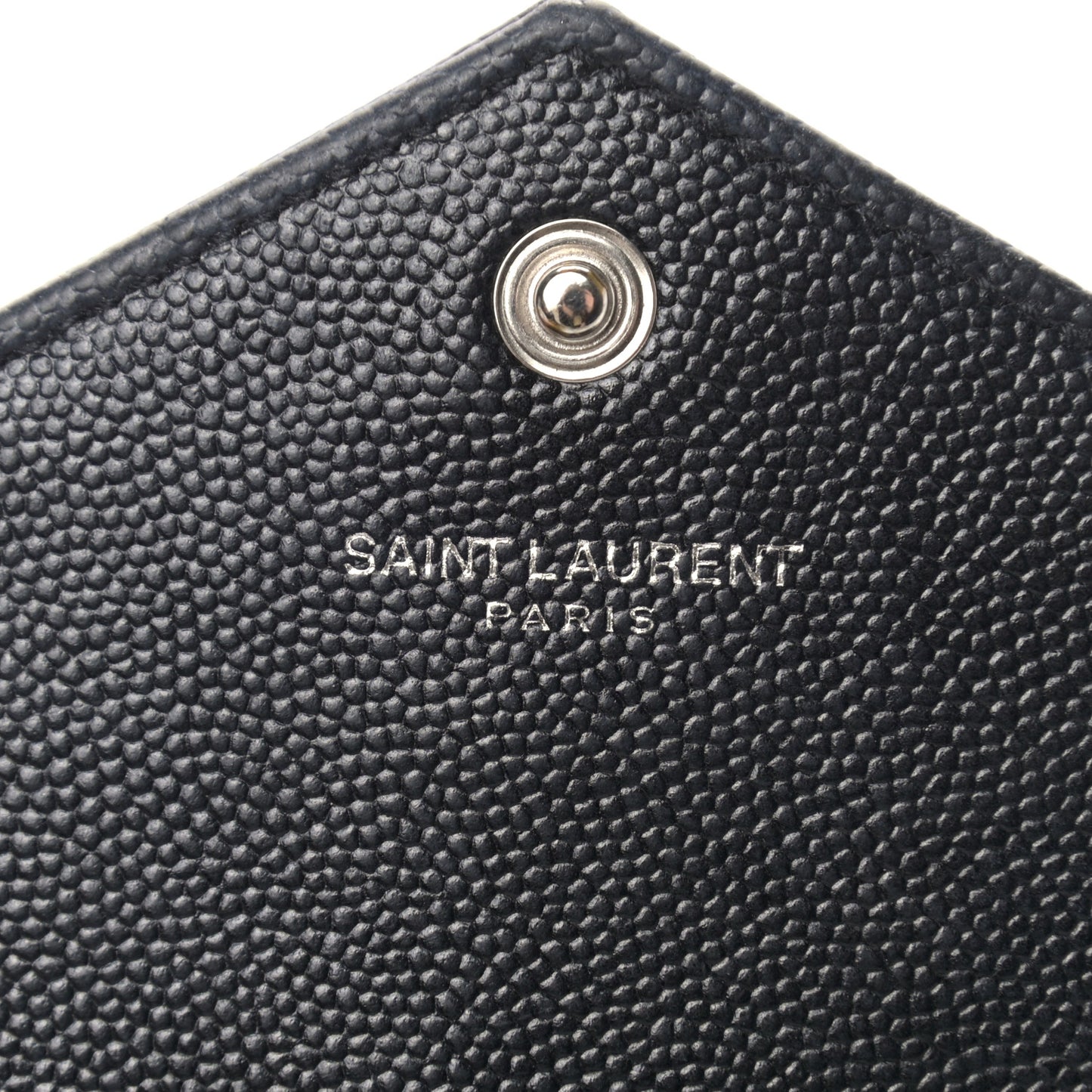 Grain De Poudre Matelasse Chevron Monogram Envelope Chain Wallet Black